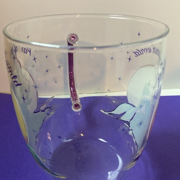 Disney Little Mermaid Glitter Handle Very Delicate Thin Glass Mug 14oz - Picture 3 of 5